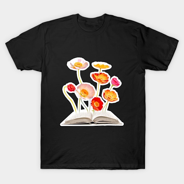 Flower Book T-Shirt by LycheeDesign